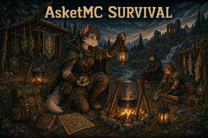AsketMC — Выживание в Хеймуре: лагерь, костёр, дорога и survival-приключение в Эльдросе